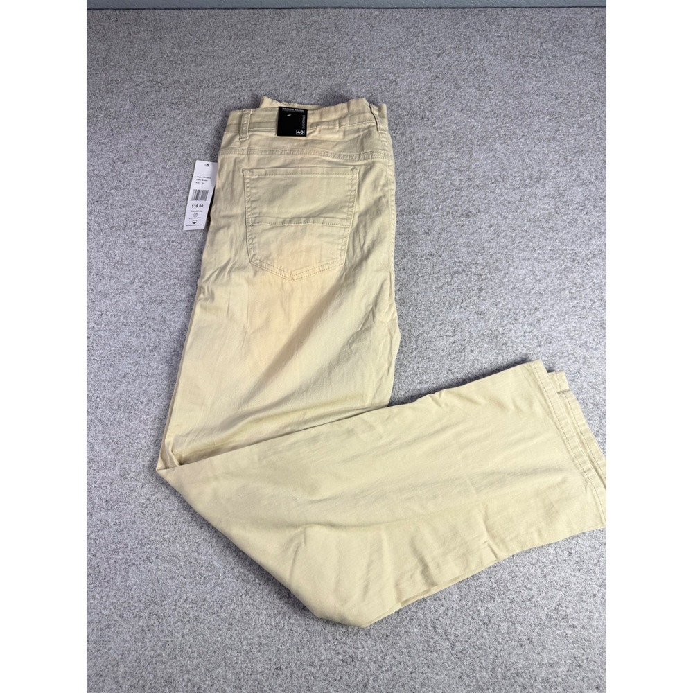Reason Brand Premium Denim Straight Fit Khaki Distressed Jeans Mens 40x32